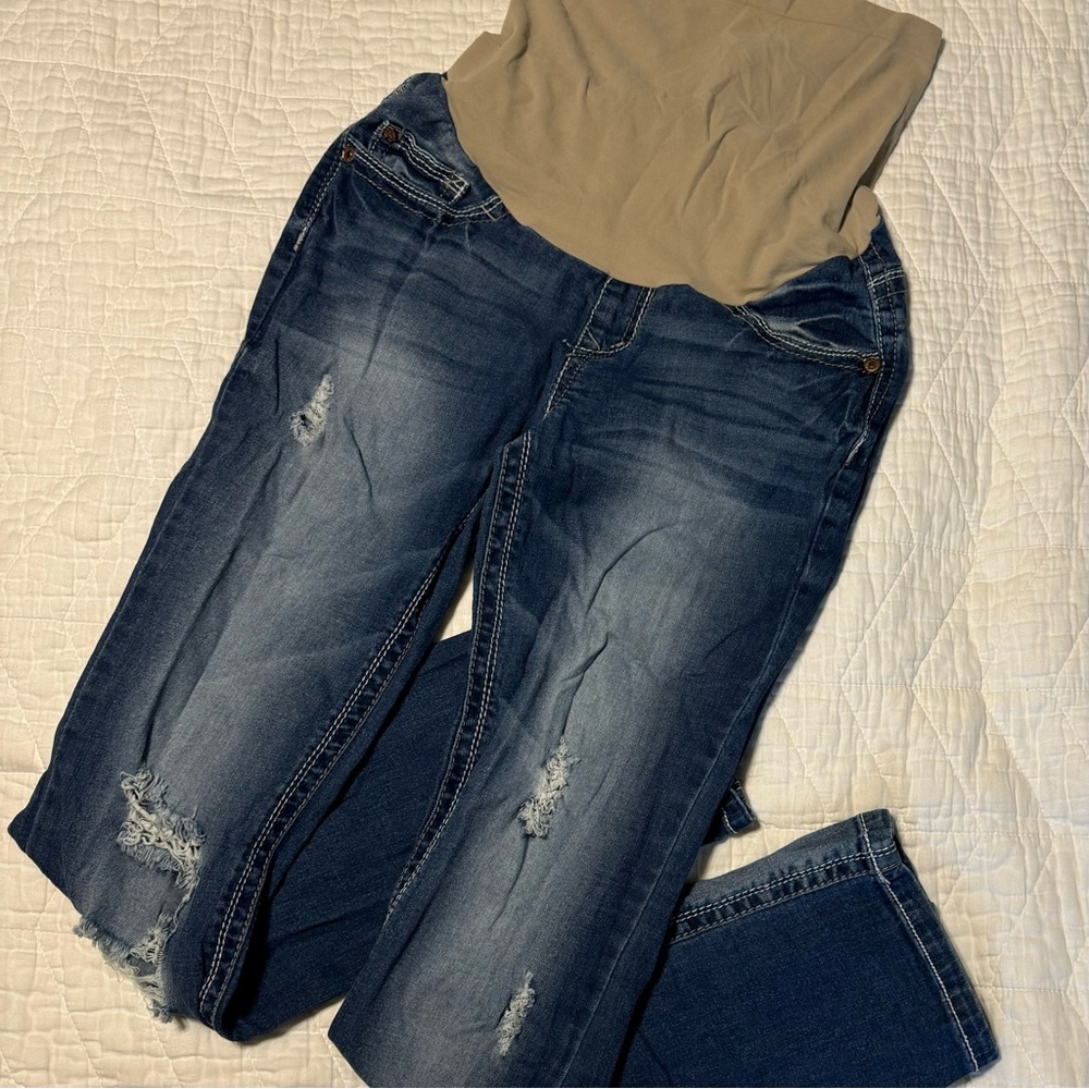Wallflower Women's Maternity Jeans - Size S - Distressed Full Stomach Panel